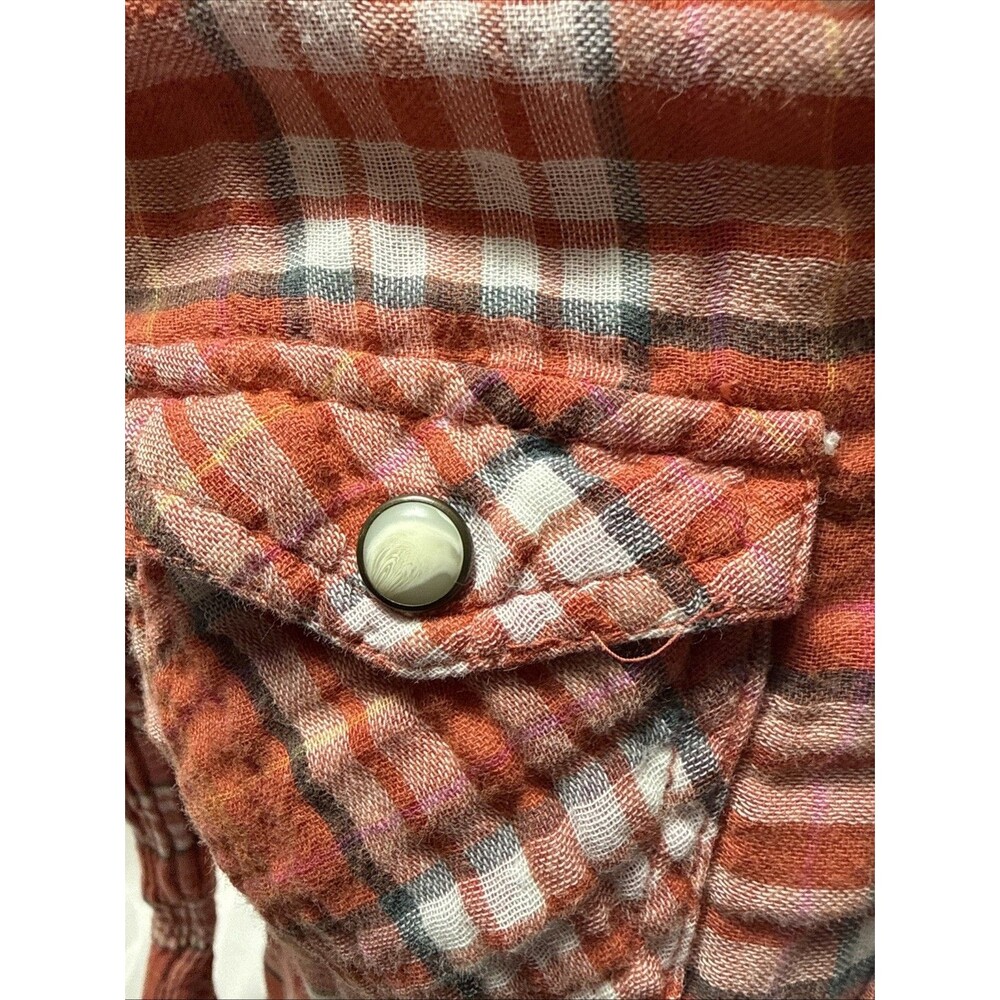 American Eagle Outfitters Women's Size 2 Plaid Shirt Pearlized Snaps - Picture 3 of 10